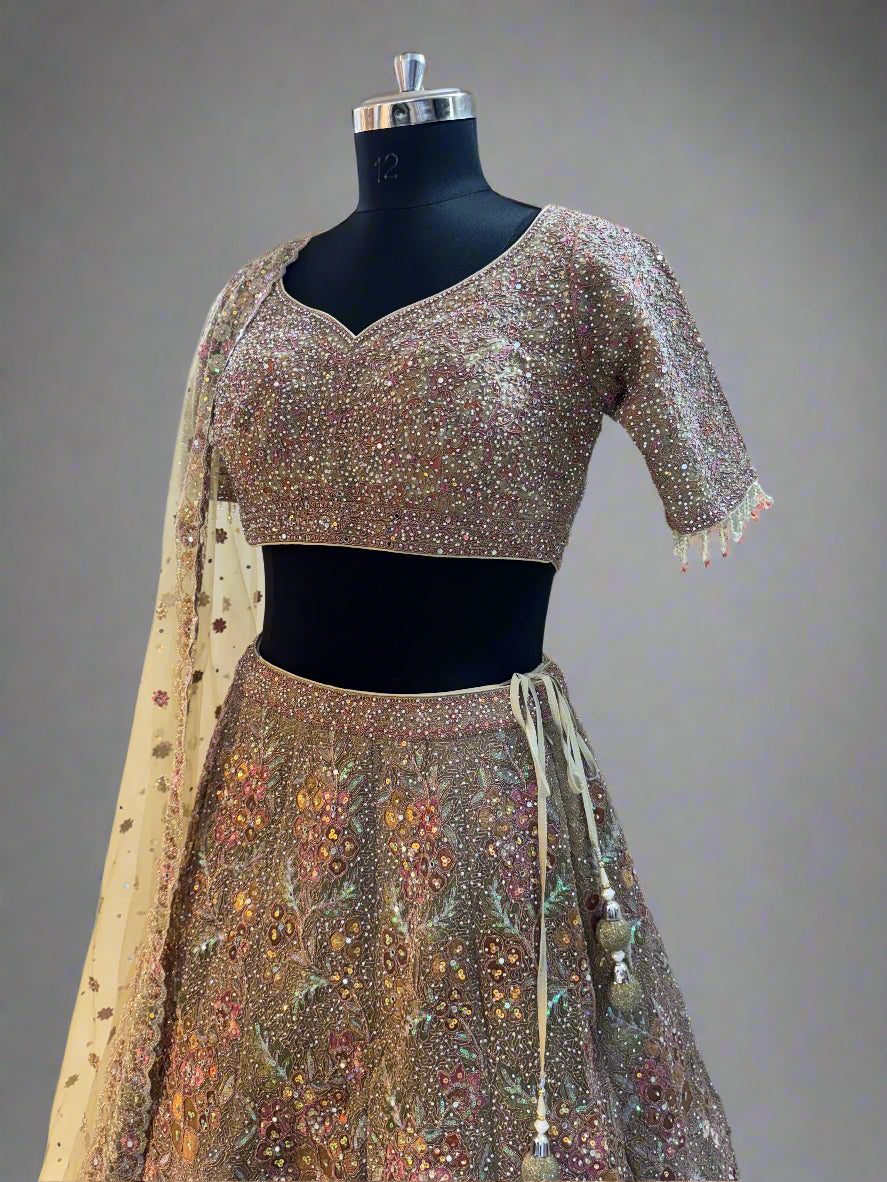 Heavy thread and dori work lehenga