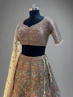 Heavy thread and dori work lehenga