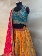 Classic yellow Embriodered lehenga on pure silk fabric
