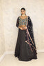 Black Lehenga And Blouse Silk Organza Hand Embroidered Zardosi Round Set