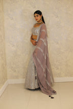 Grey sequins Lehenga Georgette Embroidered Sequin Square Set