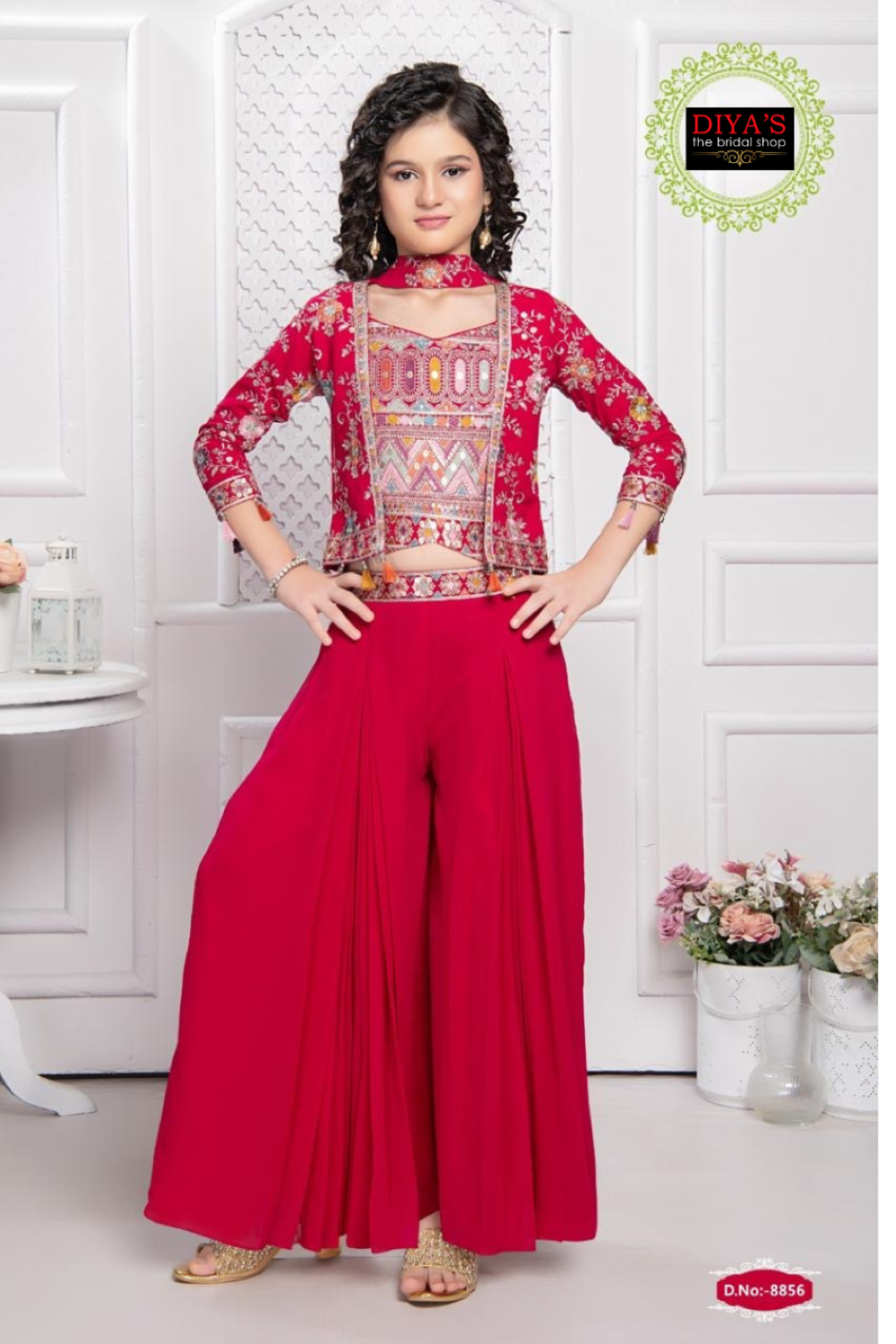 Kid's Sharara Dress with Embroidered Top - 4 Colours