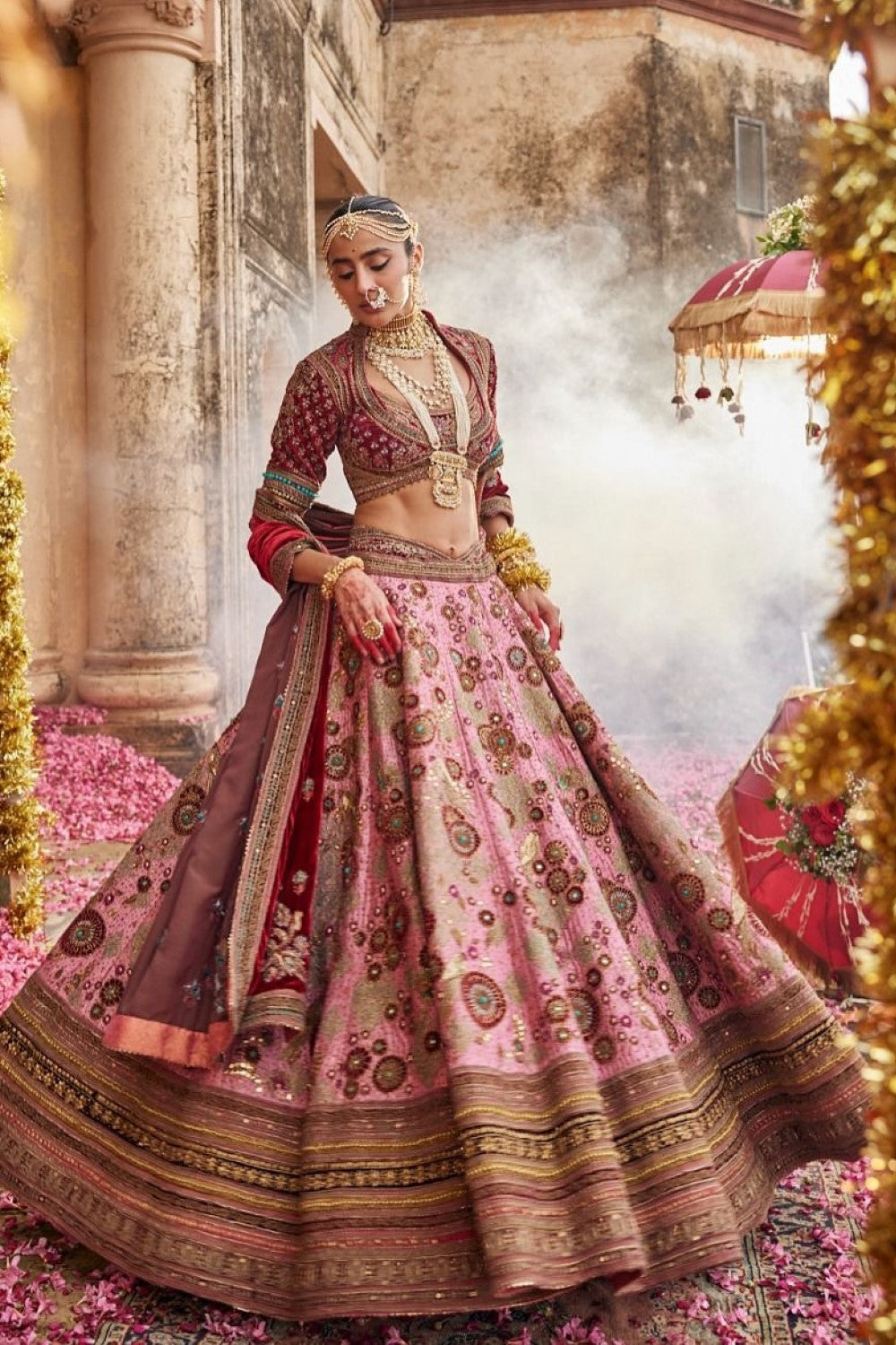 Regal Multi color hand embroidered Lehenga