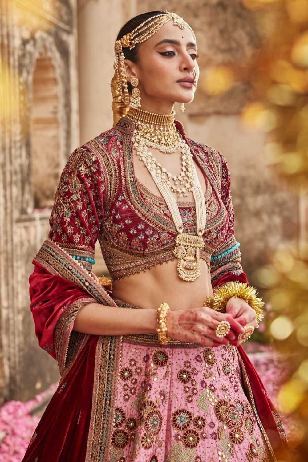 Regal Multi color hand embroidered Lehenga Secondary image