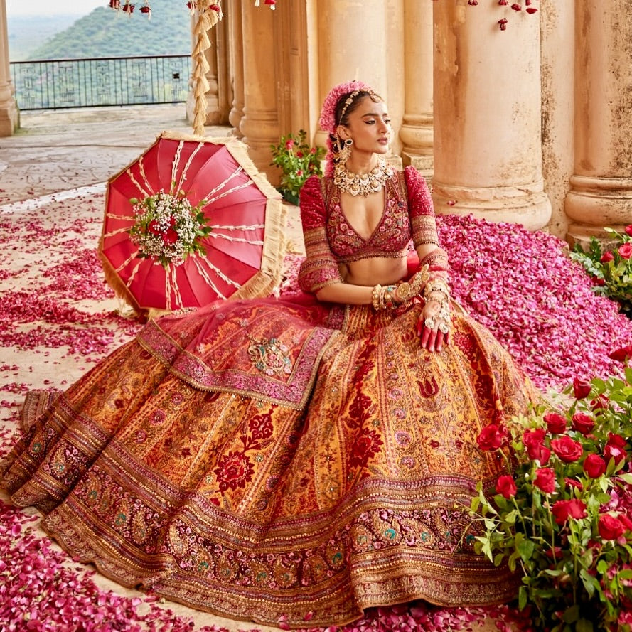 Regal Zardosi hand embroidered Bridal lehenga