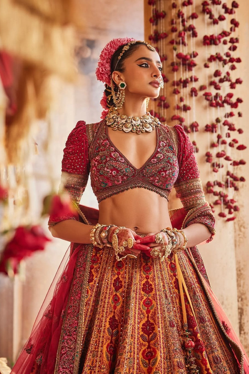 Regal Zardosi hand embroidered Bridal lehenga