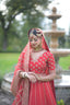 Red Silk Embroidered Zardosi French Knots Bridal Lehenga Set
