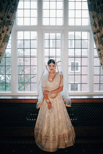 White Banarasi lehenga