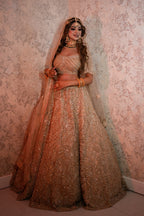 Gold Silk Satin Embroidery Sequins V Neck Shimmery lehenga set