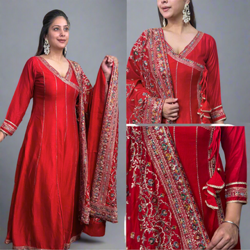 Classy red suit with hand embroidered