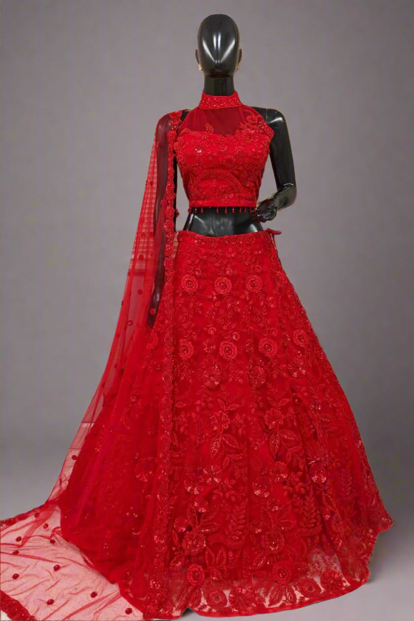 Stunning black designer lehenga with intricate sequin embroidery. Secondary image