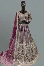 Teal blue lehenga with silver floral embroidery and matching dupatta