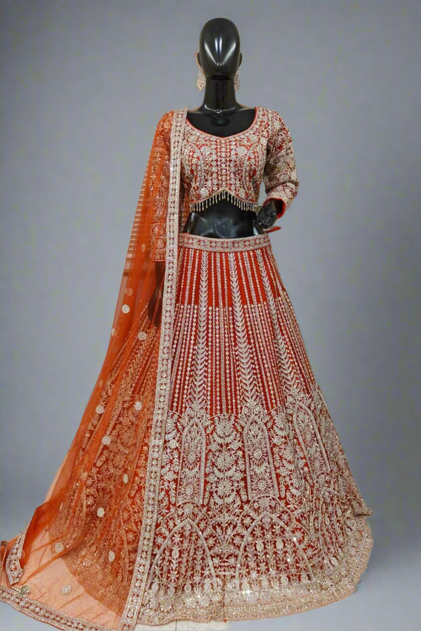 Teal blue lehenga with silver floral embroidery and matching dupatta