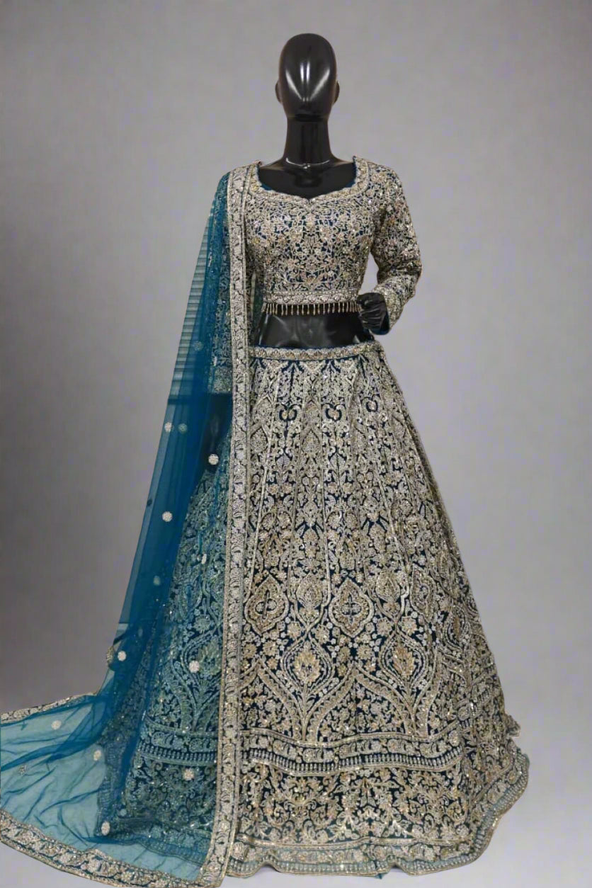 Graceful maroon and gold lehenga with intricate embroidery Secondary image