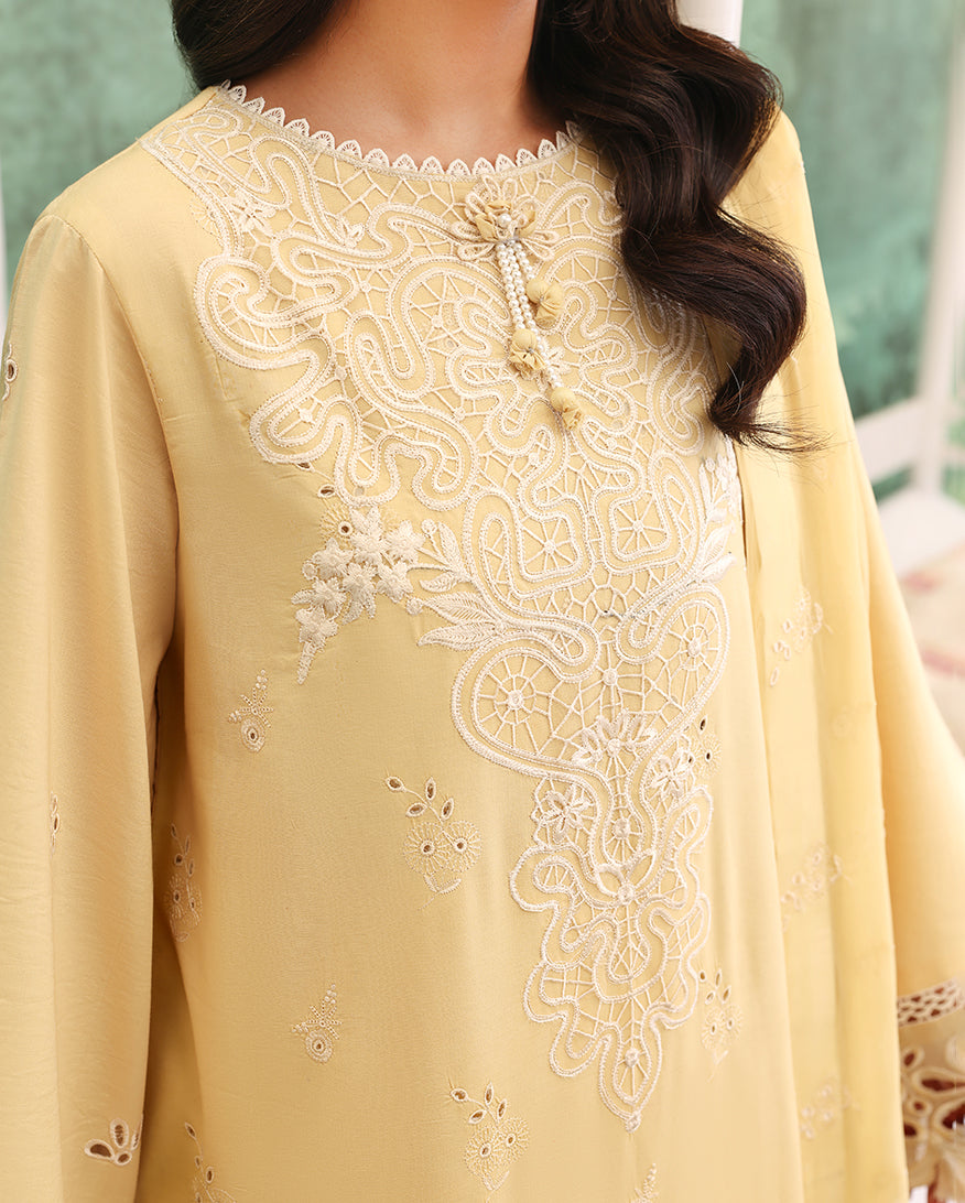 Roheenaz | Veil of Summer Chikankari | Lumiere Yellow