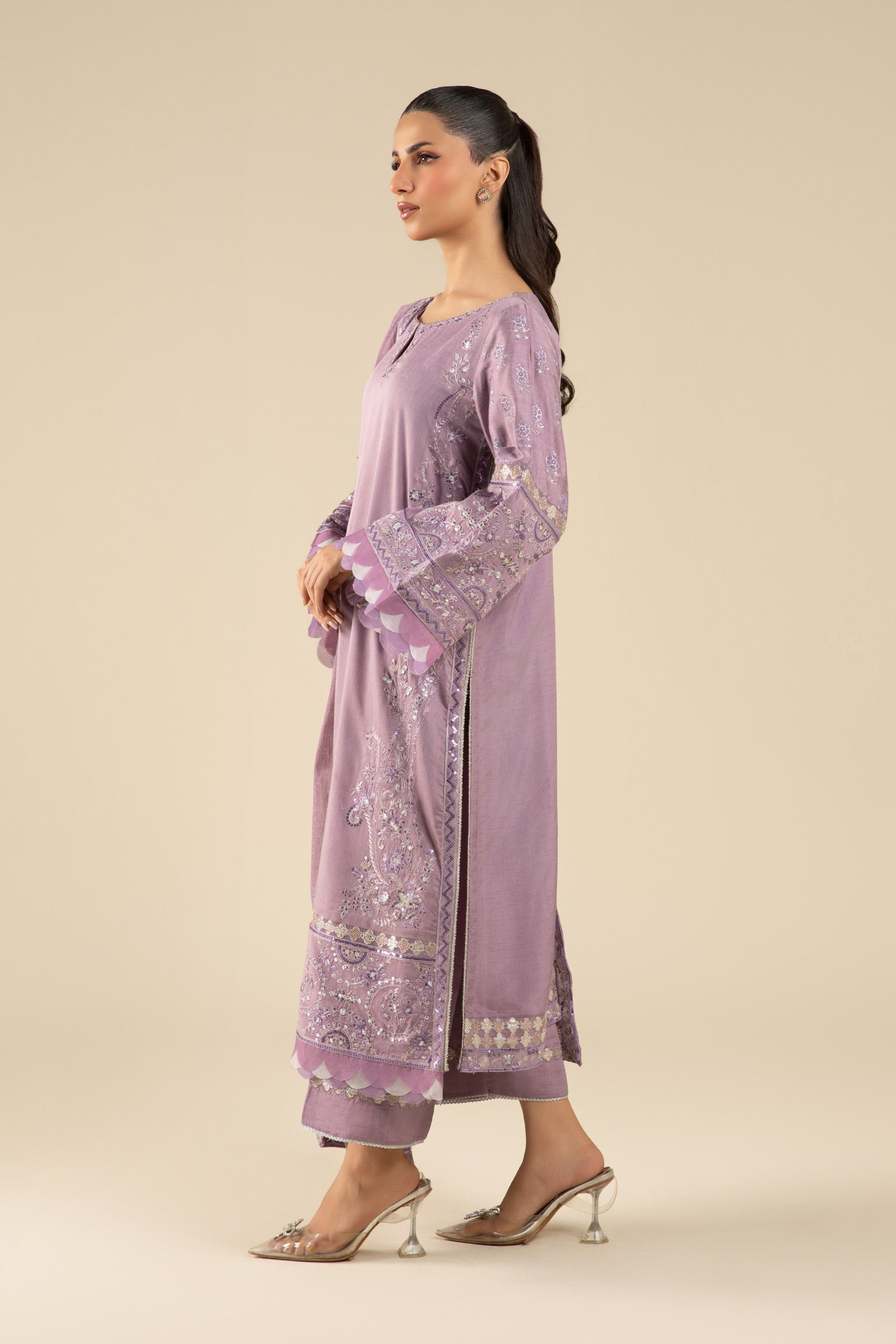 Maria B | Basics RTW | 3 Pc Embroidered Two Tone Silk Suit | MB-FS25-17