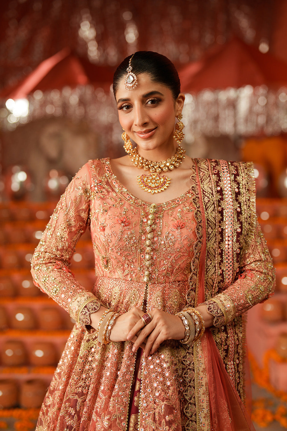 Maryum N Maria | Husn Wedding Formals | KUNDAN CORAL - MWS5638