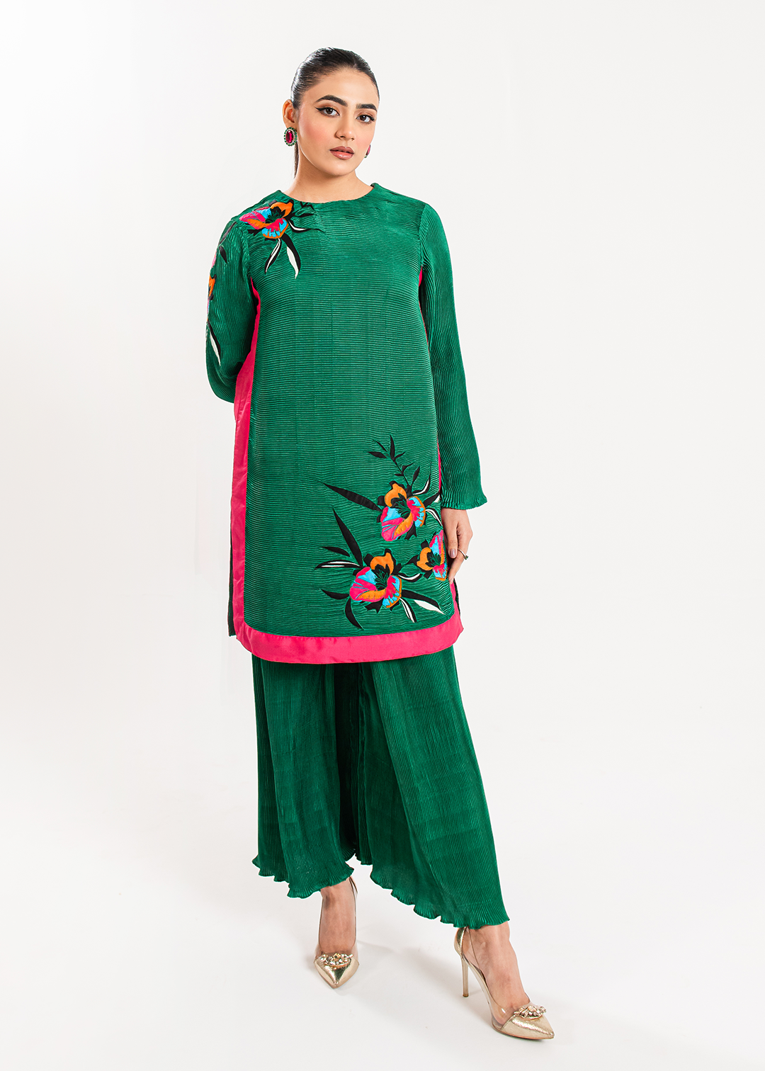Maria Osama Khan | Claire Pleated Silk | Ivy