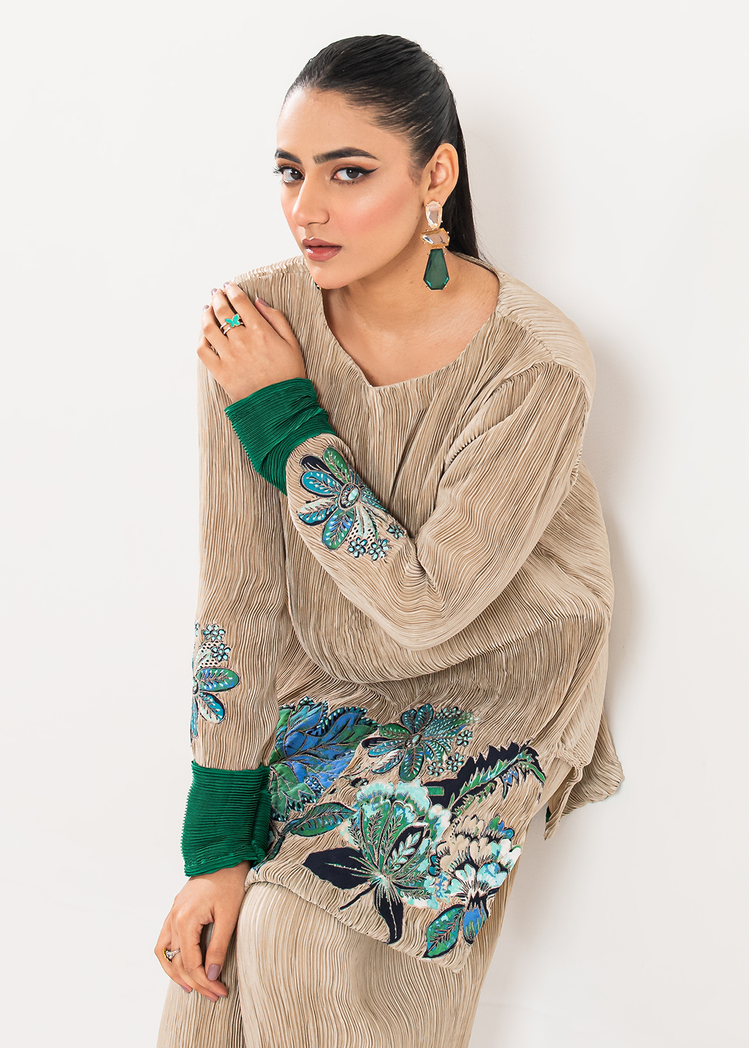 Maria Osama Khan | Claire Pleated Silk | Stardust