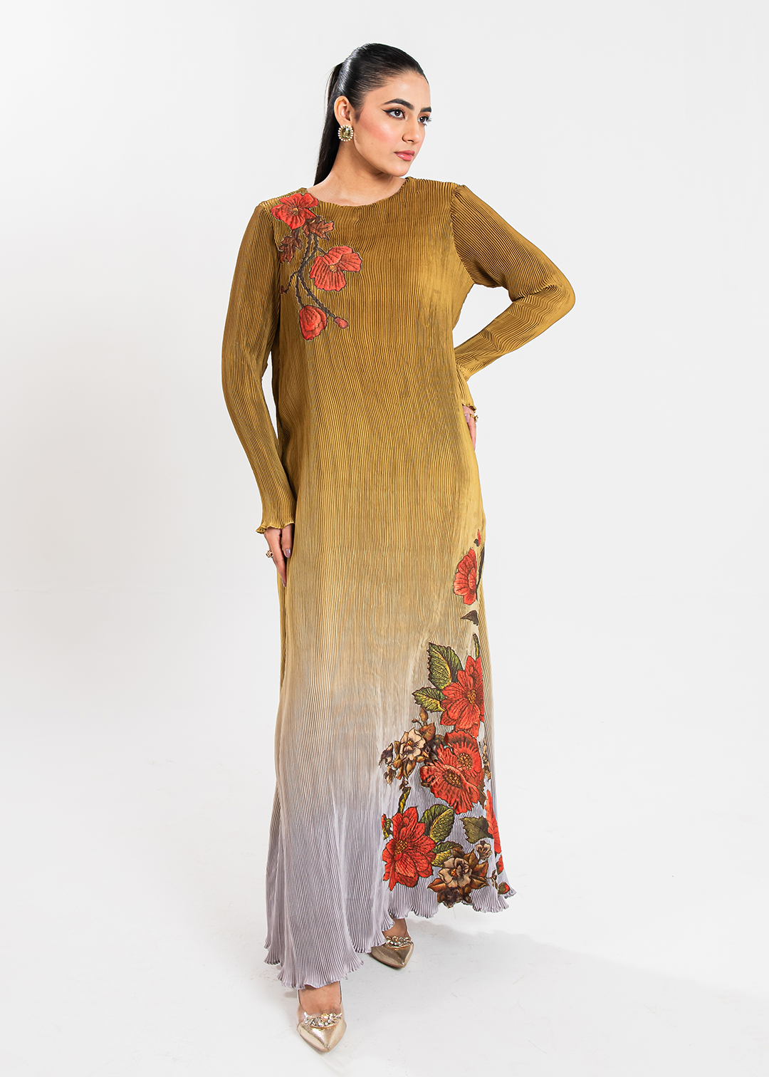 Maria Osama Khan | Claire Pleated Silk | Honeycomb