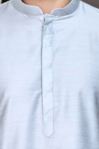 Men Grey Raw Silk Kurta Pajama