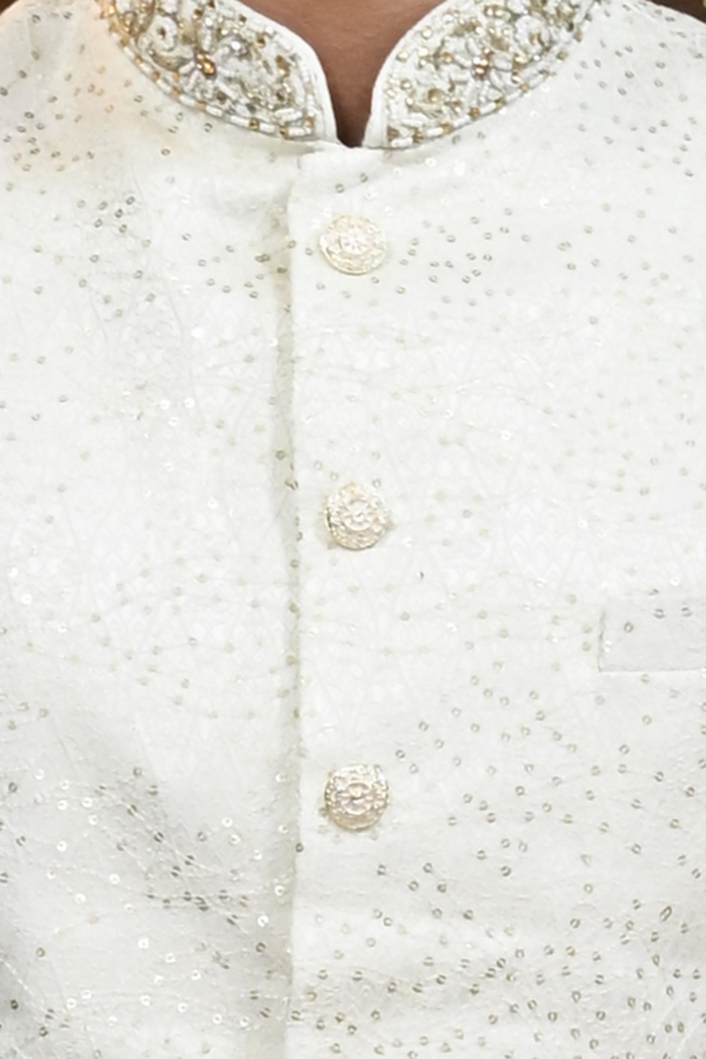 Men Sherwani in Ivory Jacquard  with Zari Work