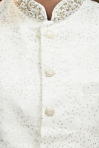 Men Sherwani in Ivory Jacquard  with Zari Work