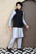 Men's Black Embroidered Waist coat