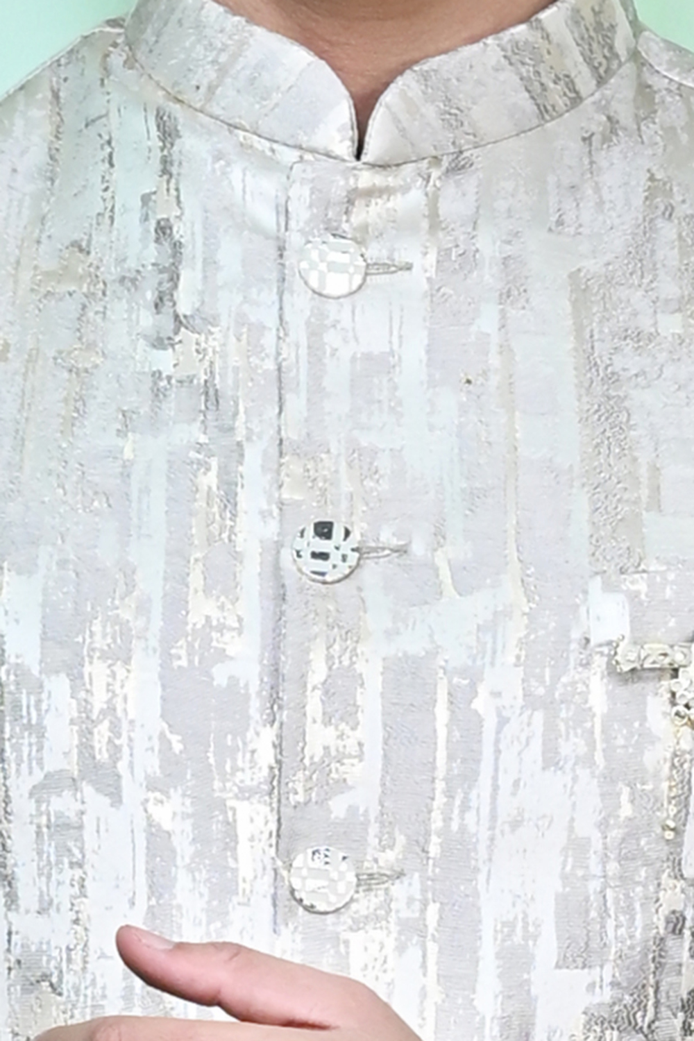 Mens cream Brocade waistcoat