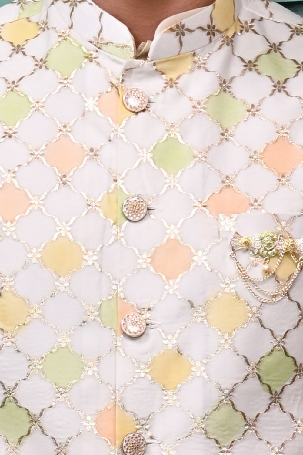 Multi-Colored Machine Embroidered Bundi Waist Coat Secondary image