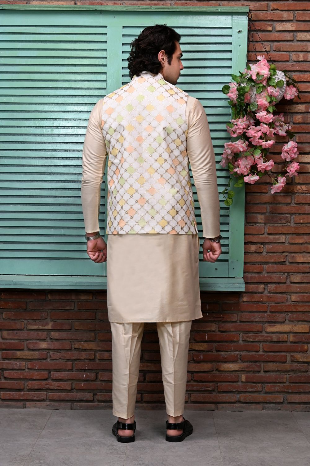 Multi-Colored Machine Embroidered Bundi Waist Coat