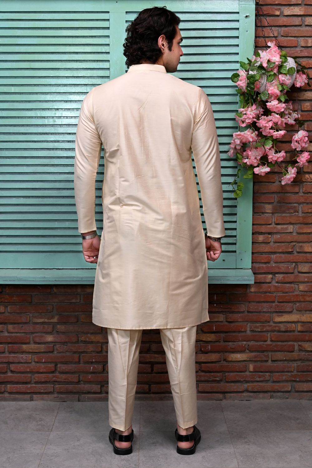 Plain Art Silk Kurta with beige or cream shade