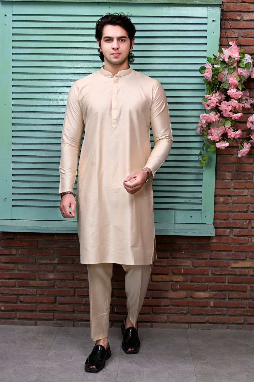 Plain Art Silk Kurta with beige or cream shade