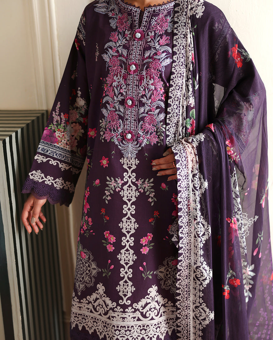 Roheenaz | Eclat Garden Printed Lawn | Poppy bloom