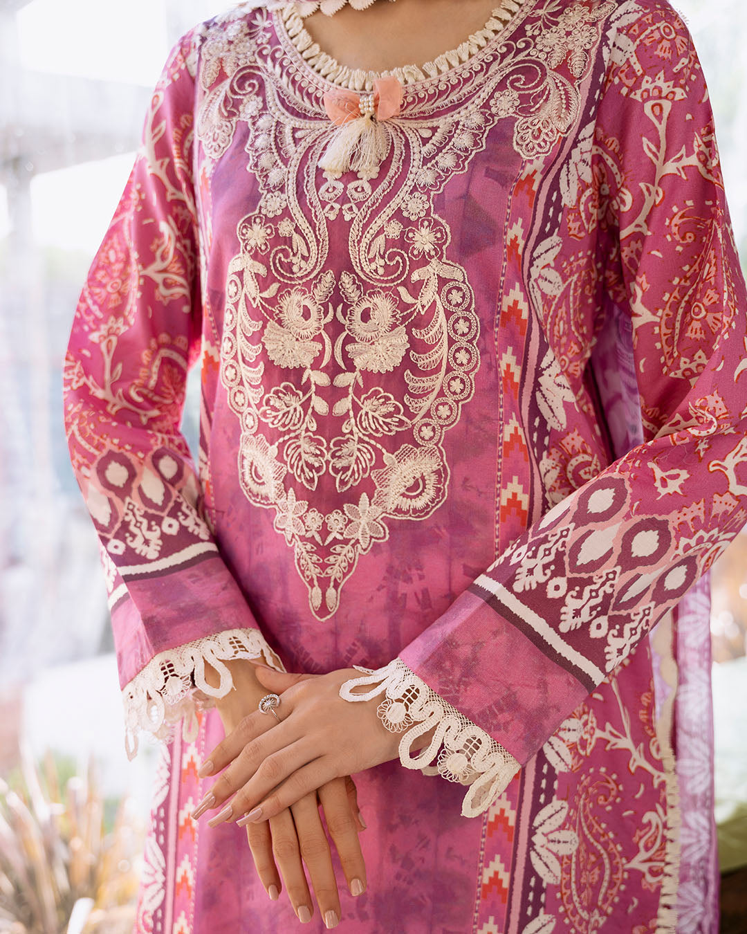 Roheenaz | Flora Printed Lawn | Amaranth