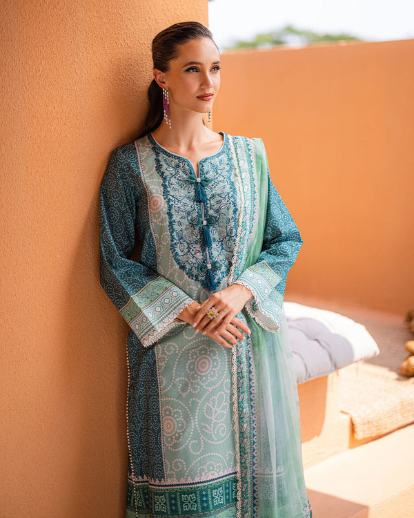 Roheenaz | Azalea Printed Lawn 24 | Ocean Breeze