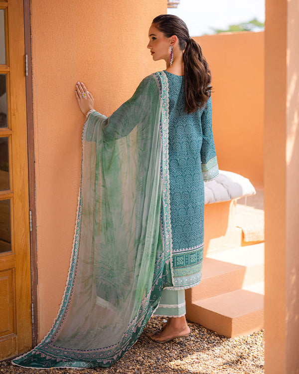Roheenaz | Azalea Printed Lawn 24 | Ocean Breeze