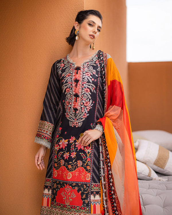 Roheenaz | Azalea Printed Lawn 24 | Midnight Mirage