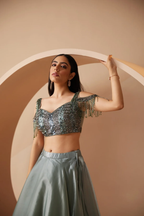 Sequins work Blue party wear lehenga