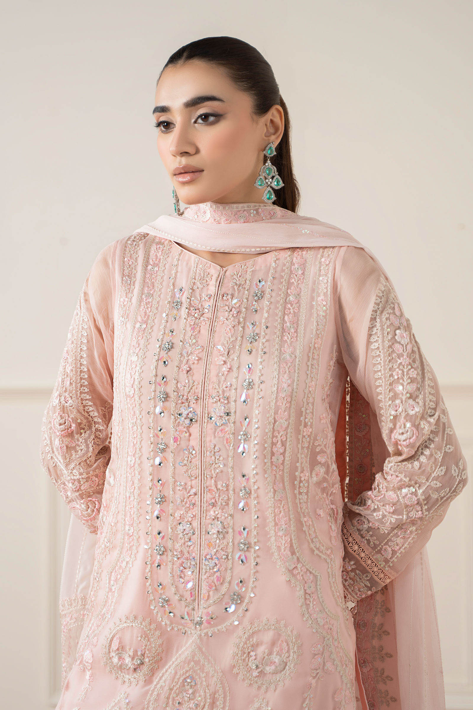Maria B | Pre Fall Dresses | 3 Piece Embroidered Chiffon Suit OO