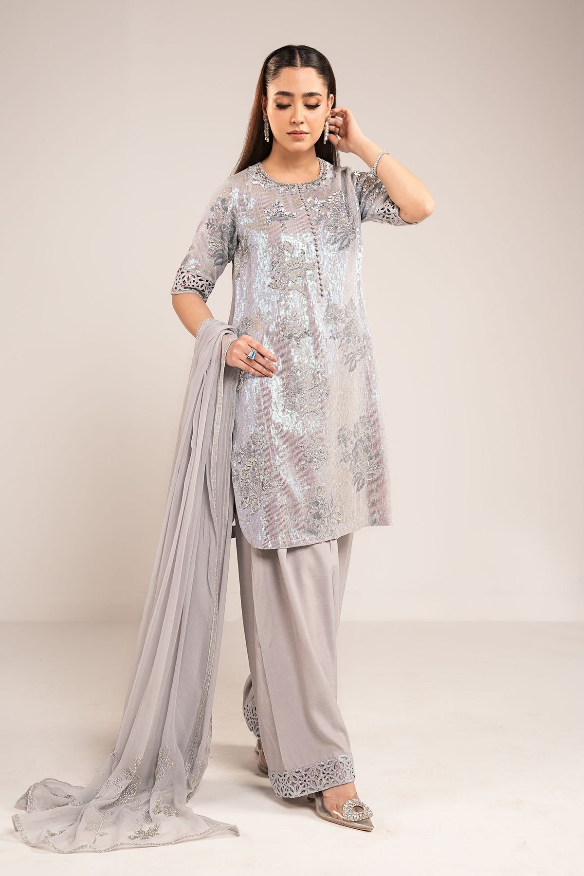 Maria B | Modern Archives | 3 Piece Embroidered Chiffon Suit
