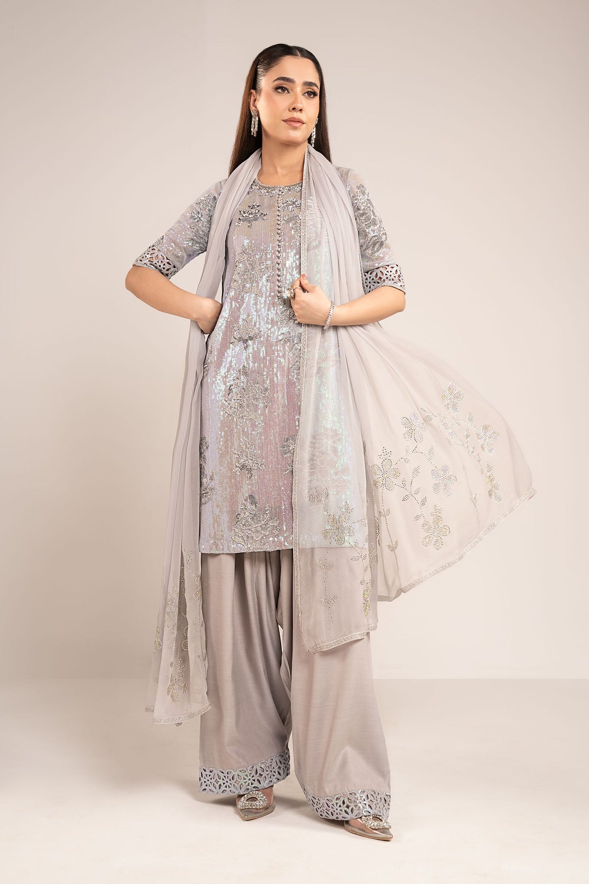 Maria B | Modern Archives | 3 Piece Embroidered Chiffon Suit
