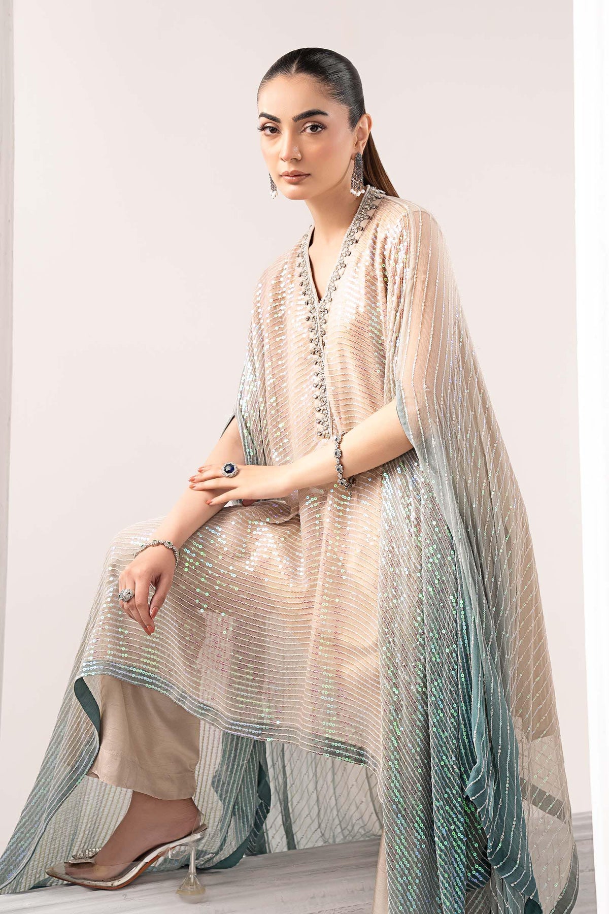 Maria B | Modern Archives | 3 Piece Embroidered Chiffon Suit