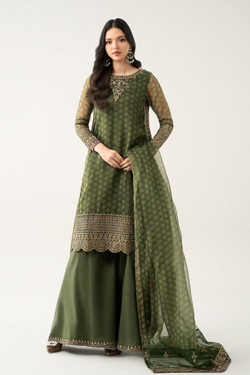 Maria B | Pre Fall Dresses | 3 Piece Embroidered Suit Deep Olive Green