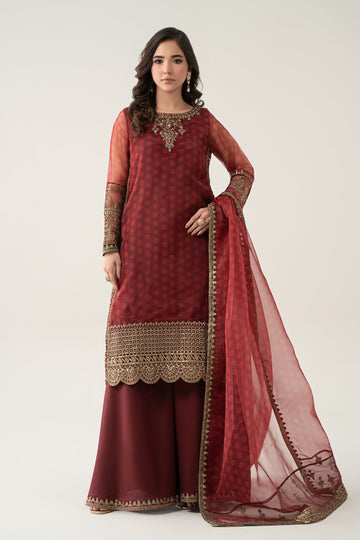 Maria B | Pre Fall Dresses | 3 Piece Embroidered Suit Marron