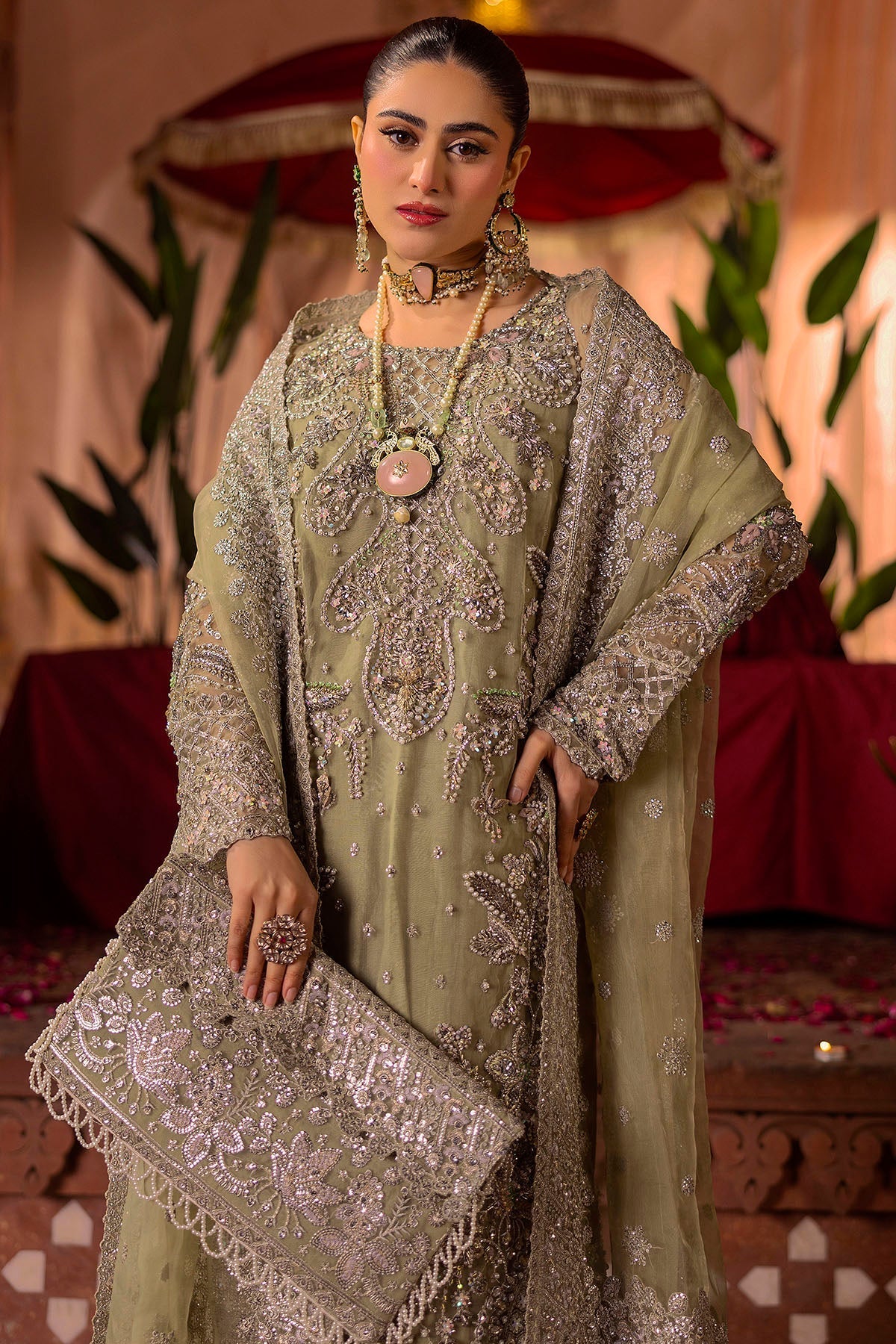 Motifz | Bridal Couture | 0016-MEERAZ EMBROIDERED ORGANZA STITCHED