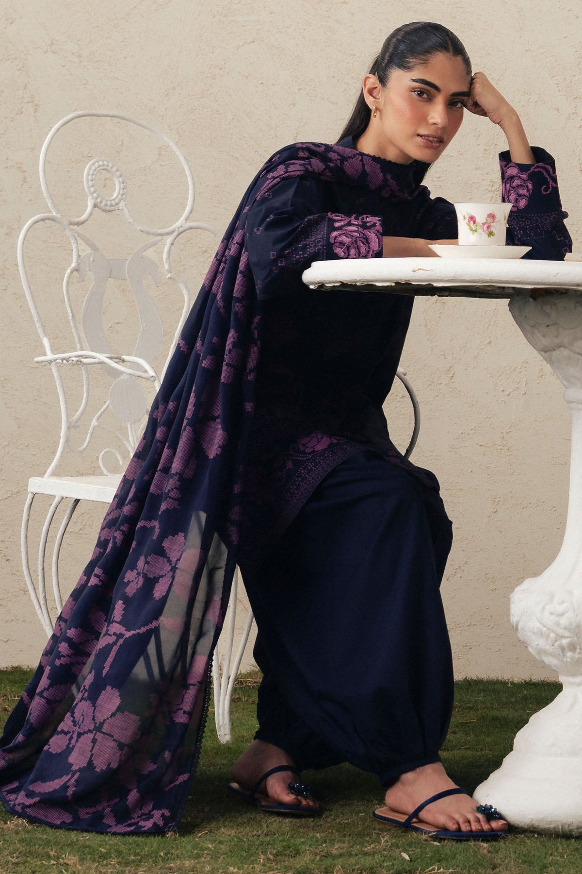 Cross Stitch | The Moonsoon Edit 26 | MAGENTA MUSE-3PC PRINTED SUIT