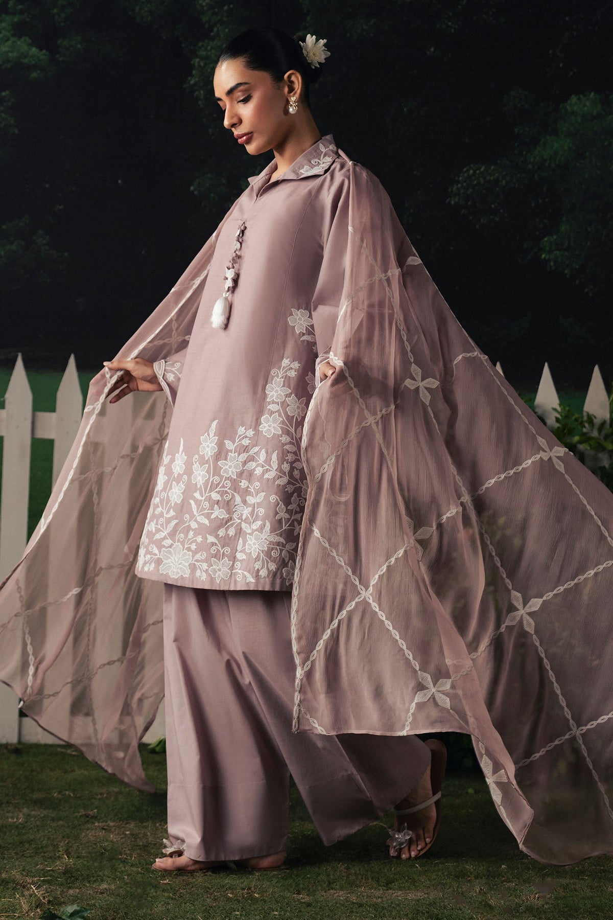 Cross Stitch | The Moonsoon Edit 26 | MAUVE WHISPER-3PC EMBROIDERED SUIT