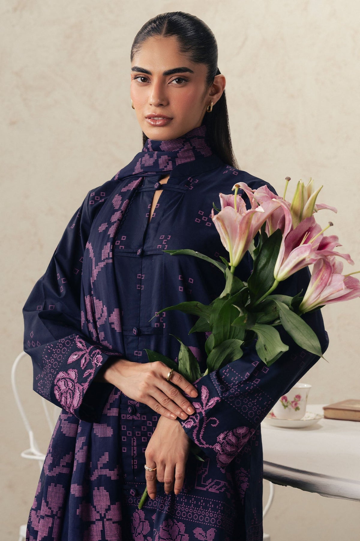 Cross Stitch | The Moonsoon Edit 26 | MAGENTA MUSE-3PC PRINTED SUIT