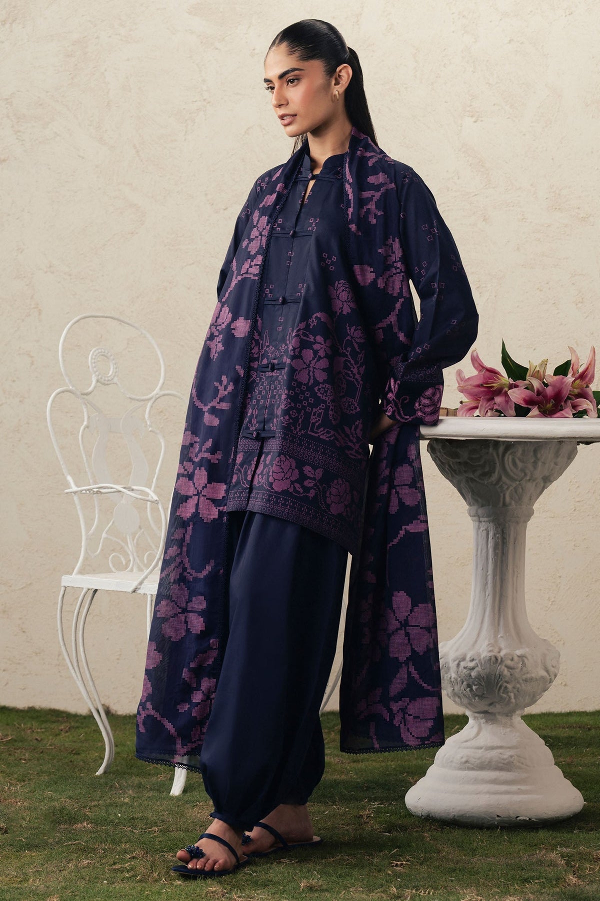 Cross Stitch | The Moonsoon Edit 26 | MAGENTA MUSE-3PC PRINTED SUIT